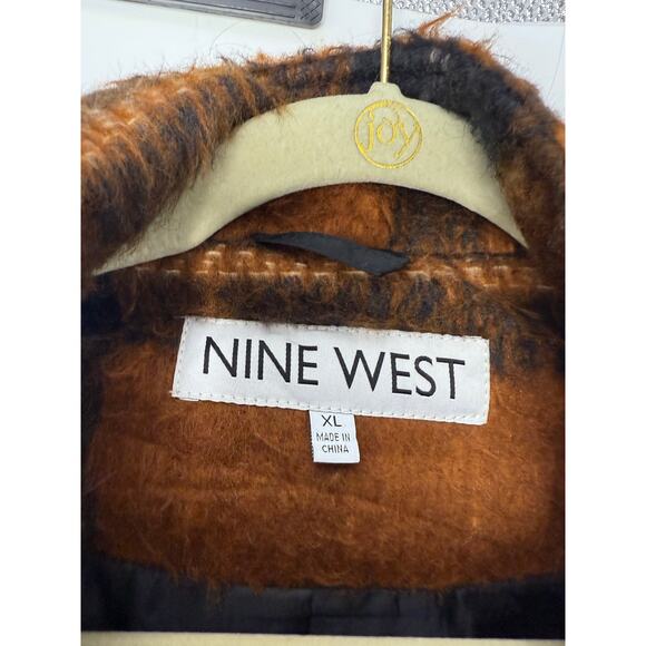 Nine West Plaid Cropped Shacket Jacket Women’s XL Brown Black Oversized - Picture 5 of 12